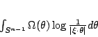 \begin{displaymath}
\int_{S^{n-1}} \Omega(\theta)\log \frac 1{\vert\xi \cdot \theta\vert} d\theta
\end{displaymath}